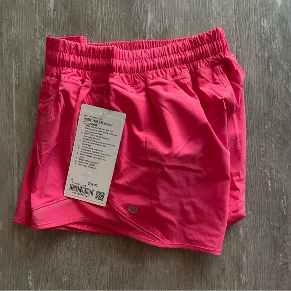 NWT Lululemon Hotty Hot LR Short *Long 4" in Lip Gloss (pink) - Picture 6 of 7